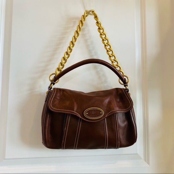 Talbot Genuine Brown Leather Shoulder Bagette - Picture 3 of 11